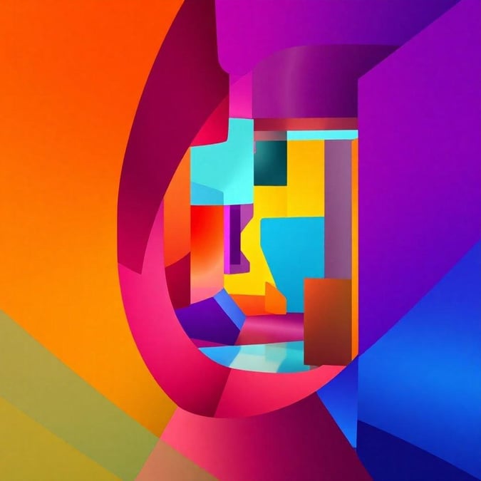 This abstract art wallpaper features a colorful design that can be used on both desktop and mobile devices. The design is perfect for those who want to add a touch of creativity to their digital space.