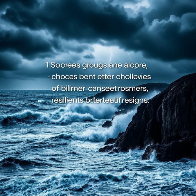 A powerful quote on choice against the backdrop of an oceanic storm, symbolizing the strength that comes from facing our fears and making our own path.