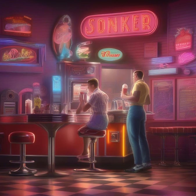 Step into a bygone era with this captivating retro diner scene wallpaper, perfect for adding a touch of nostalgia to your desktop or mobile device.