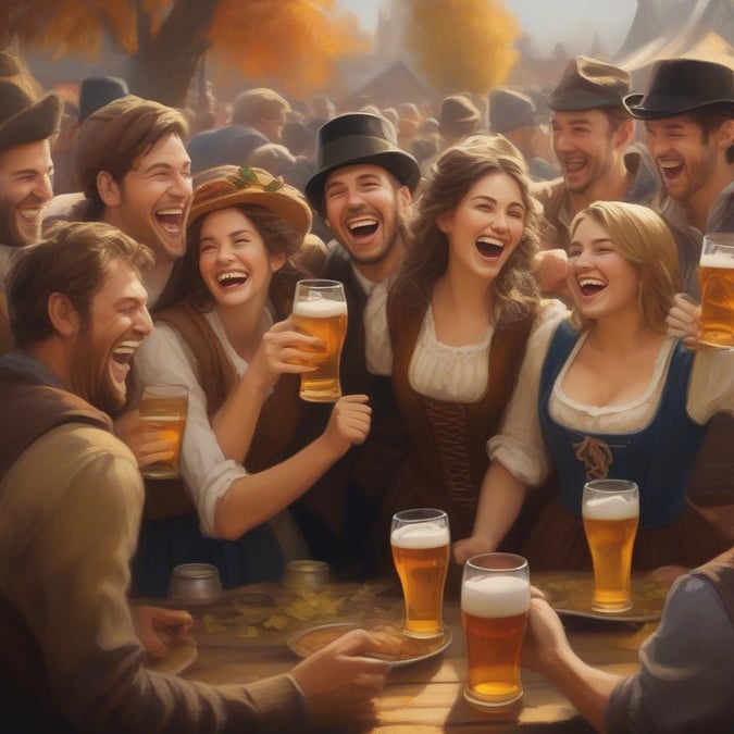 Get ready to celebrate the ultimate German beer festival with this Oktoberfest wallpaper. Featuring a lively scene of people enjoying beer and traditional German food, this wallpaper is perfect for anyone looking to add a touch of Oktoberfest spirit to their device.