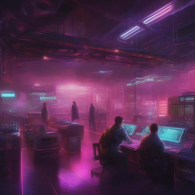 Immerse yourself in the vibrant world of neon and cyberpunk with this stunning wallpaper. Perfect for desktop and mobile, this futuristic scene is sure to captivate your senses.