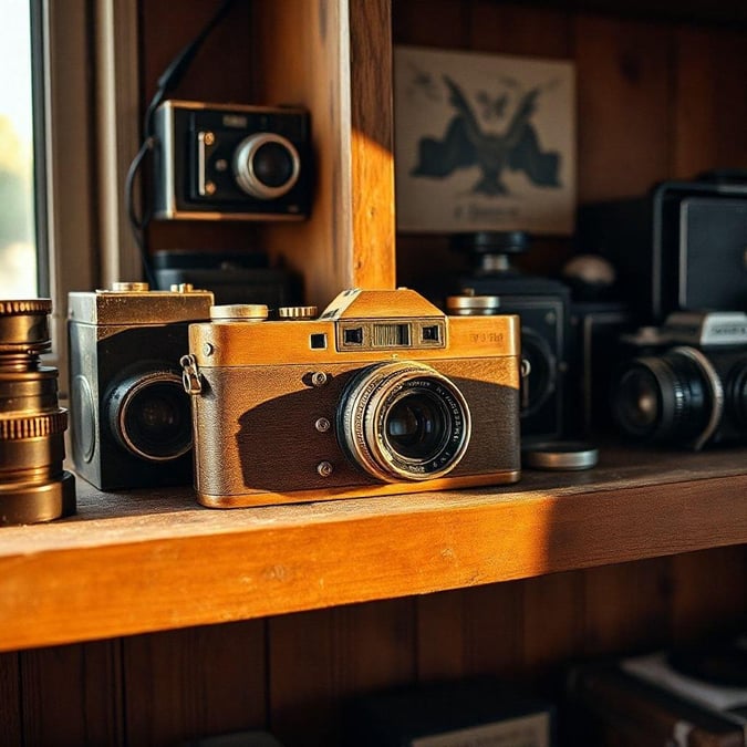 This stunning wallpaper showcases a beautifully curated collection of vintage cameras, evoking a sense of nostalgia and timeless elegance.