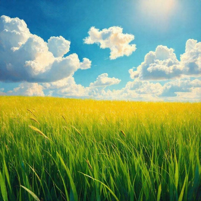 A vibrant display of golden wheat stalks against the backdrop of a clear sky, evoking feelings of bounty and nature's harvest.