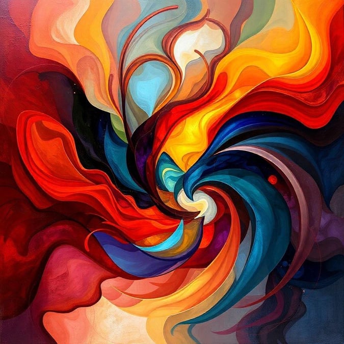 A vibrant explosion of colors, this abstract art piece captures the essence of creativity in a free-flowing blend of forms.