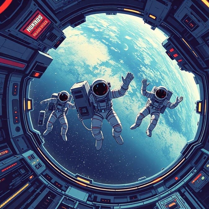 Get ready to blast off into the cosmos with this stunning wallpaper featuring three astronauts floating in space. The image captures the beauty and wonder of space exploration, with the astronauts' suits and equipment adding a touch of realism to the scene. Whether you're a space enthusiast or just looking for a unique desktop background, this wallpaper is sure to impress.