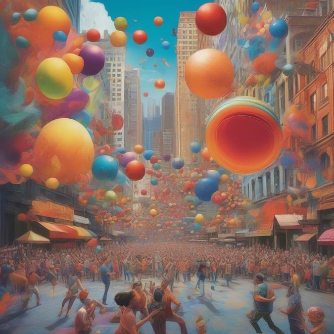 A festive city street celebrates Easter with a parade full of colorful balloons soaring high above the crowd, where families and friends gather to enjoy this joyous spring tradition.