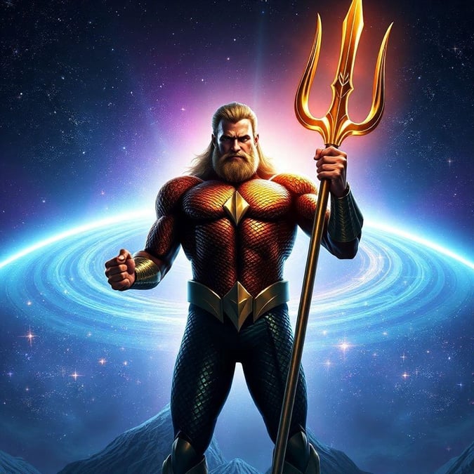 Dive into the world of Aquaman, the legendary DC Comics superhero, with this stunning wallpaper featuring the king of the seven seas in all his glory.