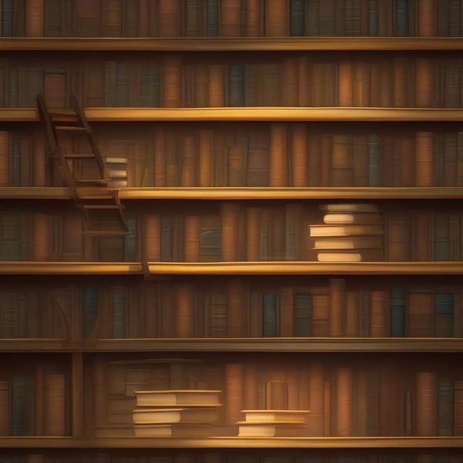 A cozy scene from the realm of academia, featuring a stack of books that reaches almost to the ceiling.