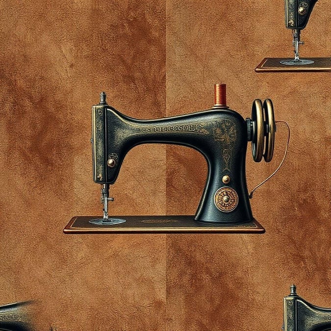 Add a touch of nostalgia to your space with this vintage sewing machine pattern wallpaper. Perfect for crafty enthusiasts and history buffs alike.