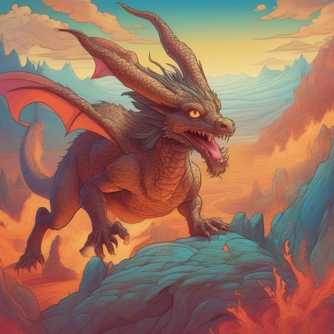 This stunning wallpaper features a majestic dragon in a fantastical landscape, perfect for desktop and mobile use.