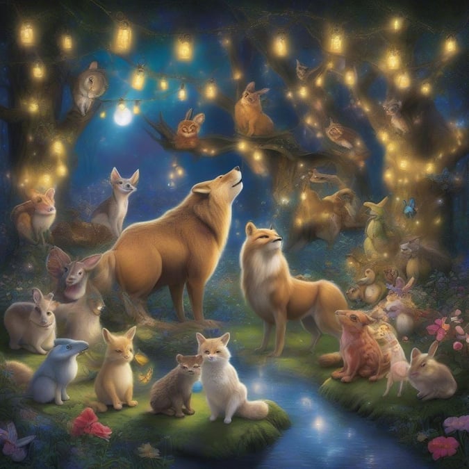 Step into a world of enchantment with this captivating wallpaper, where foxes and rabbits frolic in a forest of wonder.