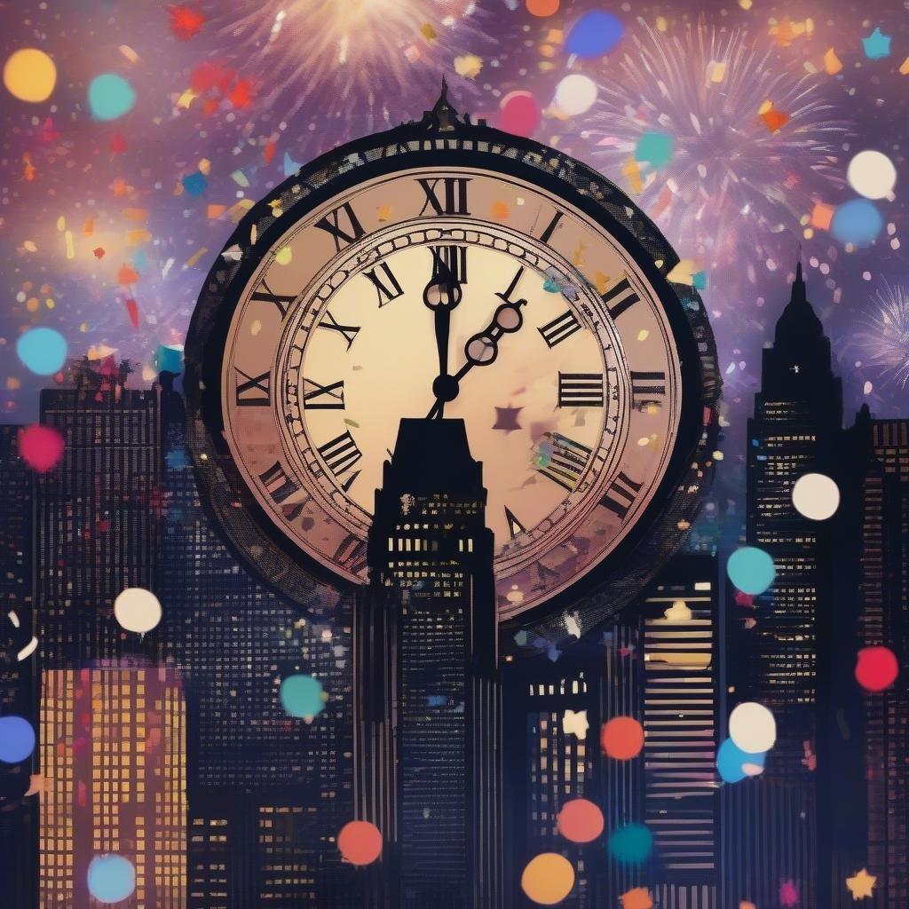 As the clock strikes midnight, the city comes alive with fireworks and confetti, marking the start of a new year.