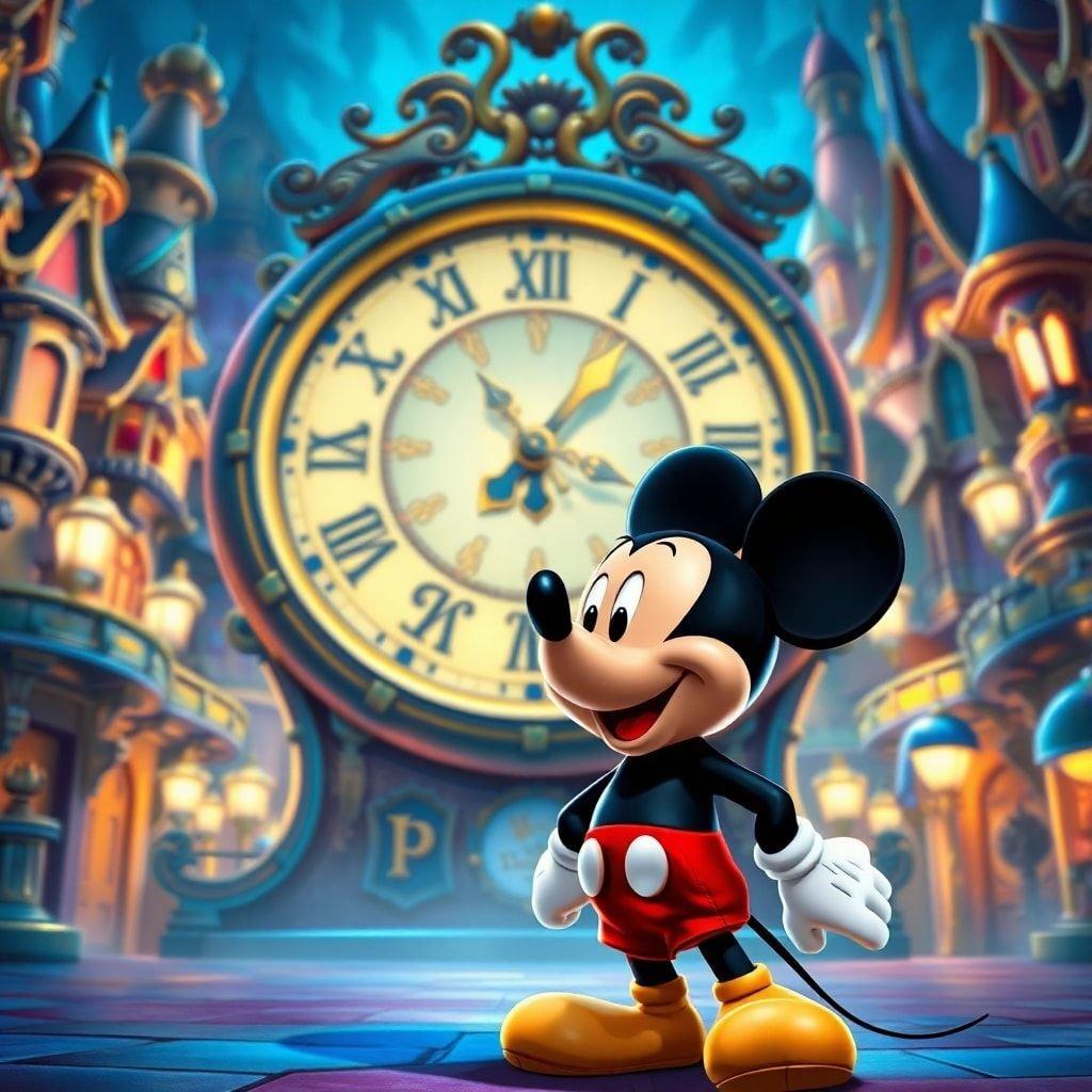 Erkunde die magische Welt von Wonderland mit Mickey Mouse als deinem Führer. Dieses skurrile Hintergrundbild passt perfekt auf den Desktop eines jeden Disney-Fans.