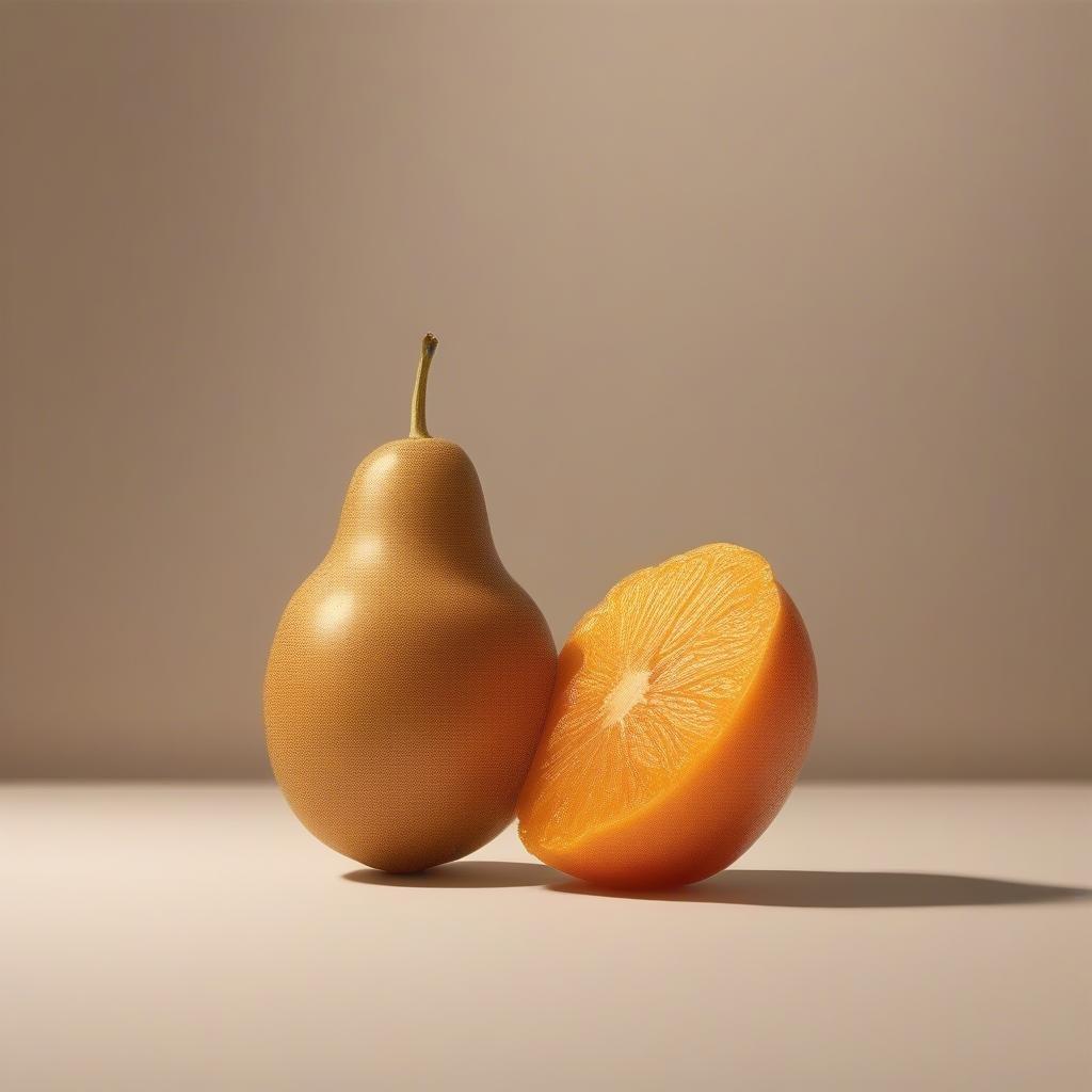 A serene and elegant still life composition featuring a single orange, set against a subtle gradient background.