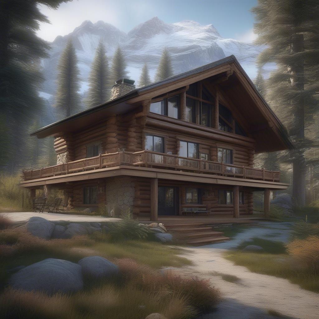 Escape to a peaceful mountain retreat, where the rustic charm of a log cabin meets the breathtaking beauty of nature.