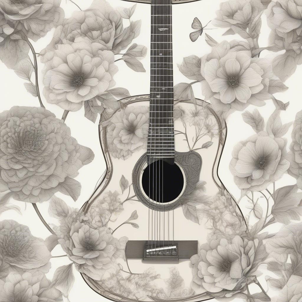 This beautiful floral guitar wallpaper is perfect for music lovers who want to add a touch of elegance to their desktop or mobile device. The intricate design features a guitar surrounded by flowers, creating a unique and eye-catching pattern that is sure to impress.