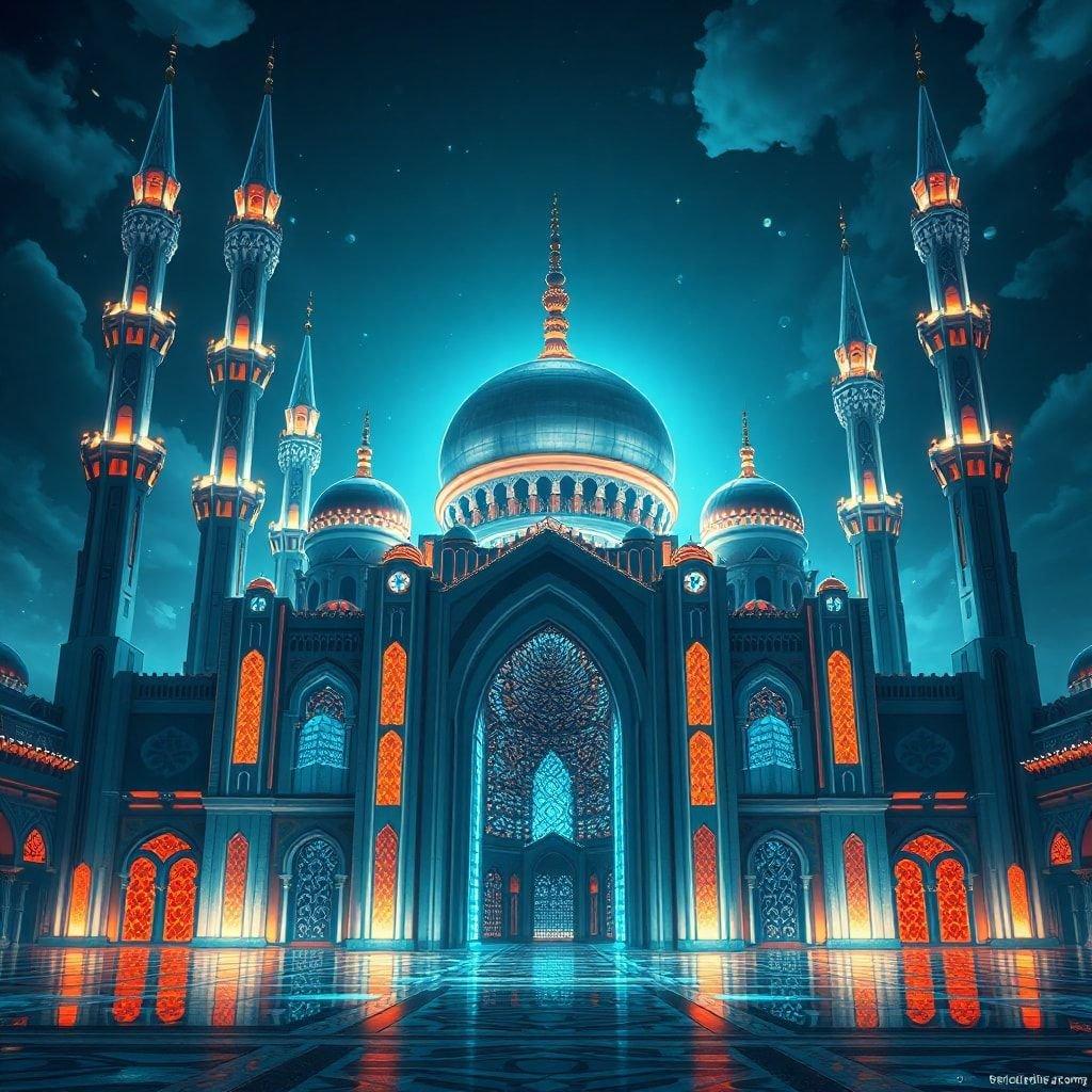 Une scène nocturne sereine de la mosquée emblématique, connue sous le nom de Mosquée Bleue à Istanbul, en Turquie. Les lumières se reflètent dans la piscine d'eau devant la mosquée, créant un reflet miroir qui ajoute à sa grandeur.