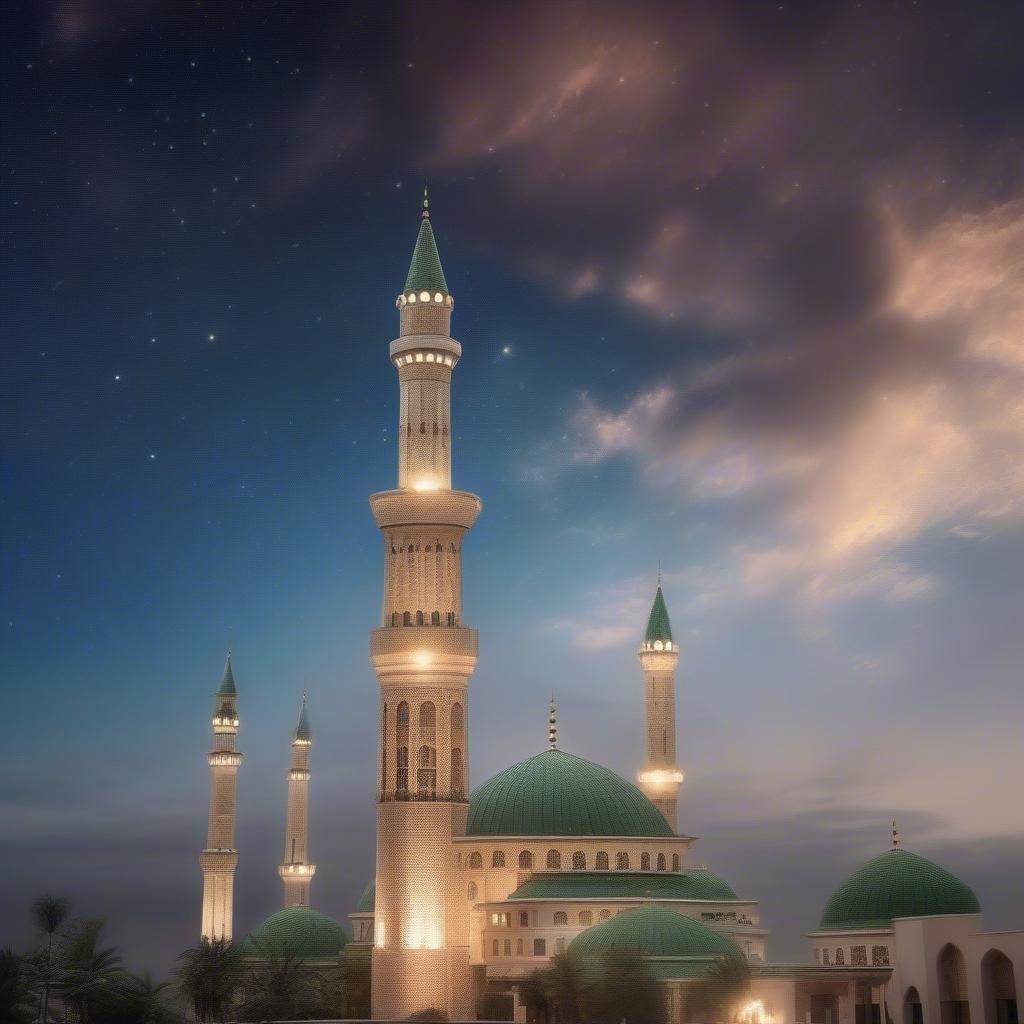 Experience the serenity of Ramadan with this stunning mosque wallpaper, perfect for your desktop or mobile device.