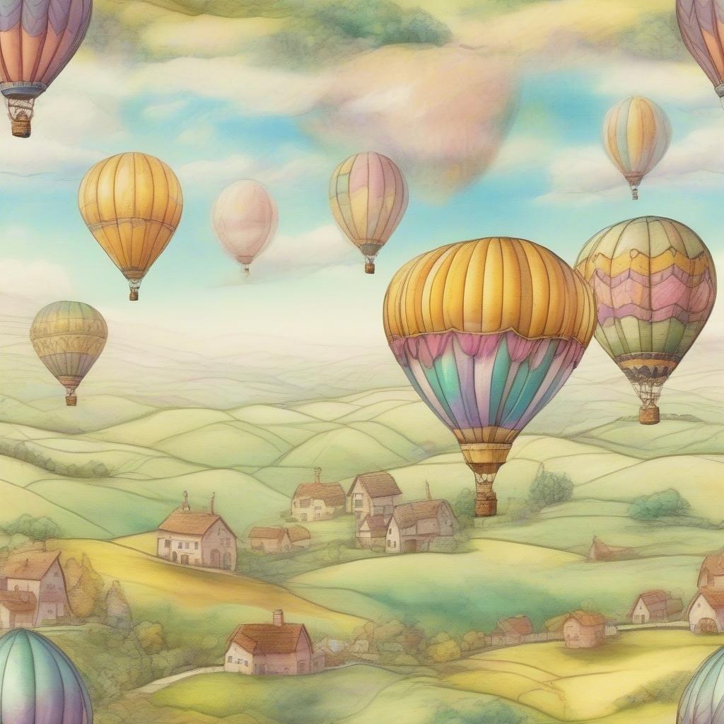 Experience the magic of Easter in this whimsical landscape filled with hot air balloons soaring over a peaceful countryside village. The sky is painted with shades of pastel pinks, yellows, and greens that echo the festive spirit of the season.