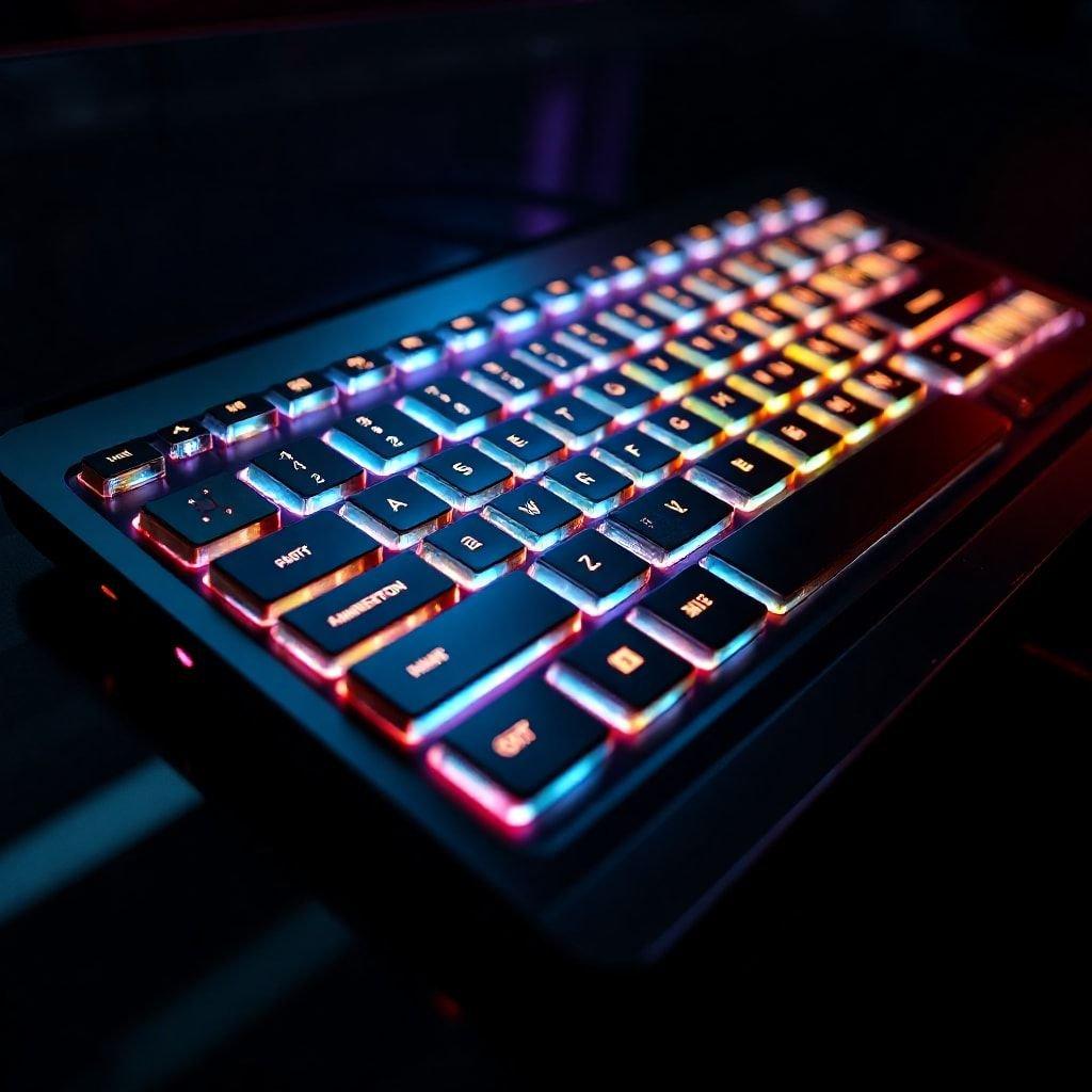 This image showcases a cutting-edge keyboard with advanced backlighting, perfect for tech enthusiasts and professionals looking for a seamless typing experience.