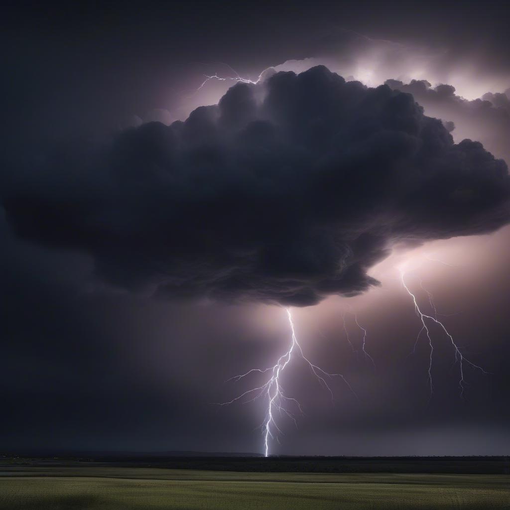 Description compétitive décontractée et optimisée pour le SEO : Un ciel dramatique avec des nuages d'orage imposants illuminés par des éclairs. Cette scène puissante incarne la nature brute et indomptée de l'atmosphère de notre planète.