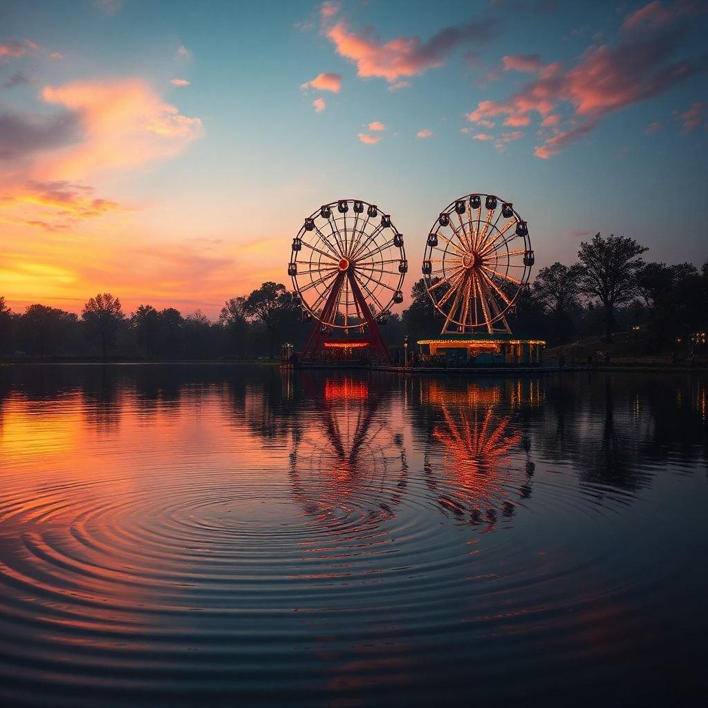 This stunning wallpaper captures the vibrant colors of a carnival sunset, perfect for adding a pop of fun and excitement to your desktop or mobile device.