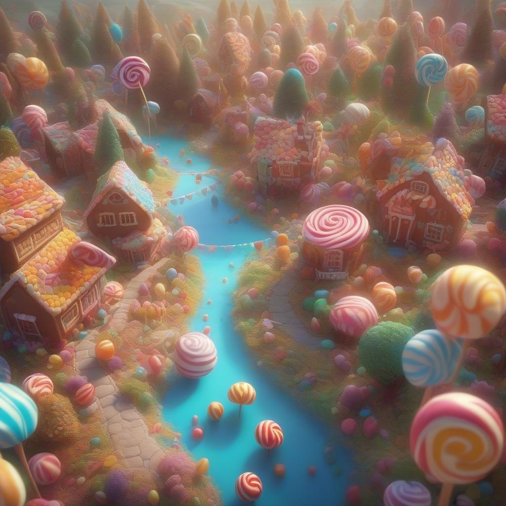 Immerse yourself in a world of sweet wonder with this vibrant candy land fantasy wallpaper. The colorful landscape is dotted with lollipops, gumdrops, and other sugary treats, creating a whimsical and dreamy atmosphere. Perfect for adding a touch of magic to your desktop or mobile device.