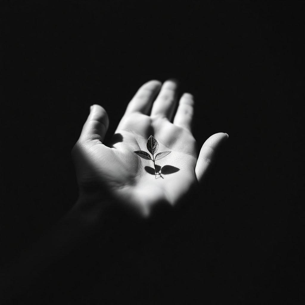 A simple, powerful depiction of hope nestled in the palm of a hand.