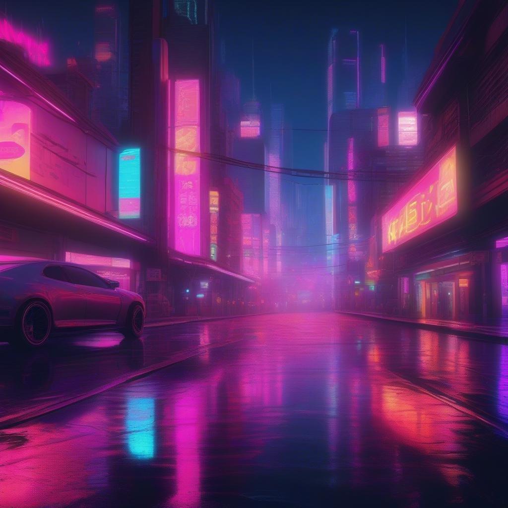 Immerse yourself in the vibrant world of neon and cyberpunk with this stunning cityscape wallpaper. The futuristic architecture and neon lights create a captivating atmosphere that's perfect for desktop and mobile use.