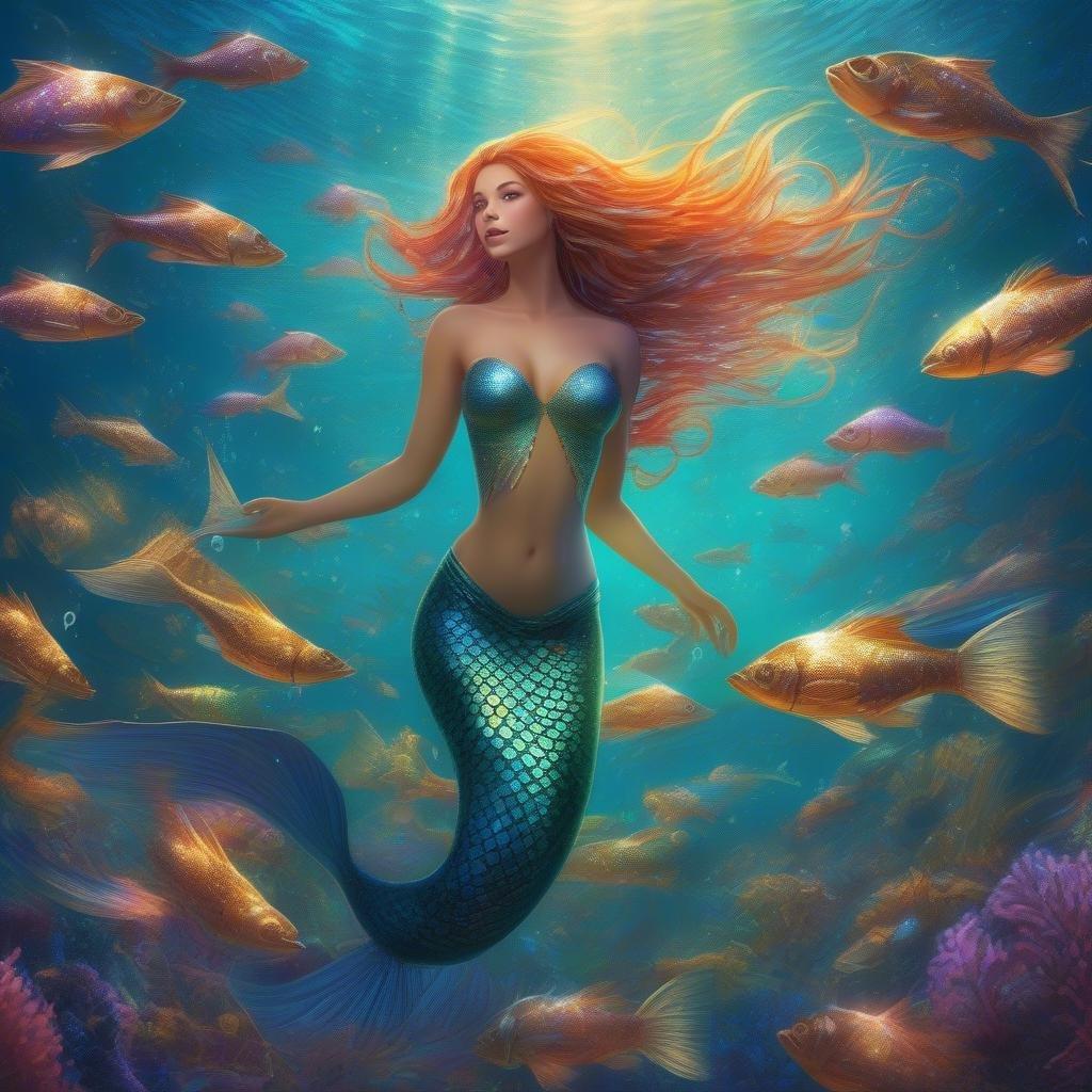 This enchanting wallpaper features a mermaid swimming in the ocean, surrounded by colorful fish and coral. The mermaid's shimmering tail and flowing locks add to the magical atmosphere.