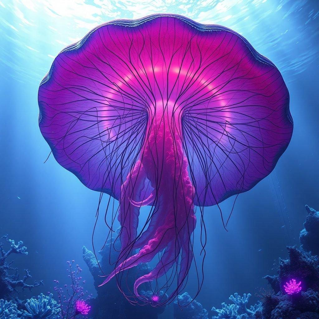 This image captures the beauty and wonder of the underwater world, with a stunning jellyfish as the main attraction.