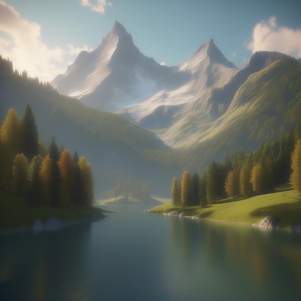 Escape to a world of natural beauty and tranquility with this stunning mountain landscape wallpaper.