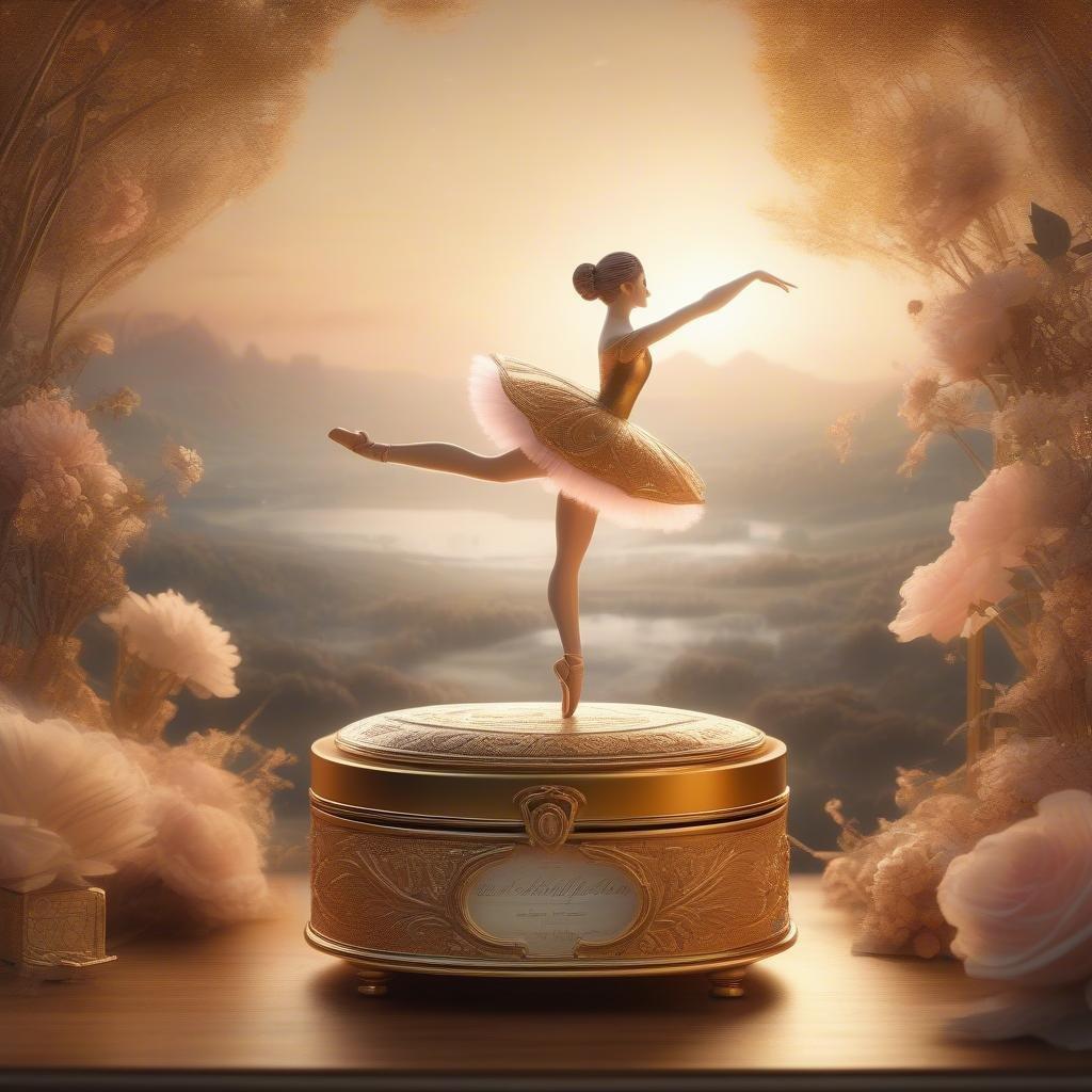 A fairy tale princess ballerina, poised gracefully atop an elegant jewel box. This wallpaper is perfect for your desktop or mobile devices to celebrate the romantic spirit of Valentine's Day.