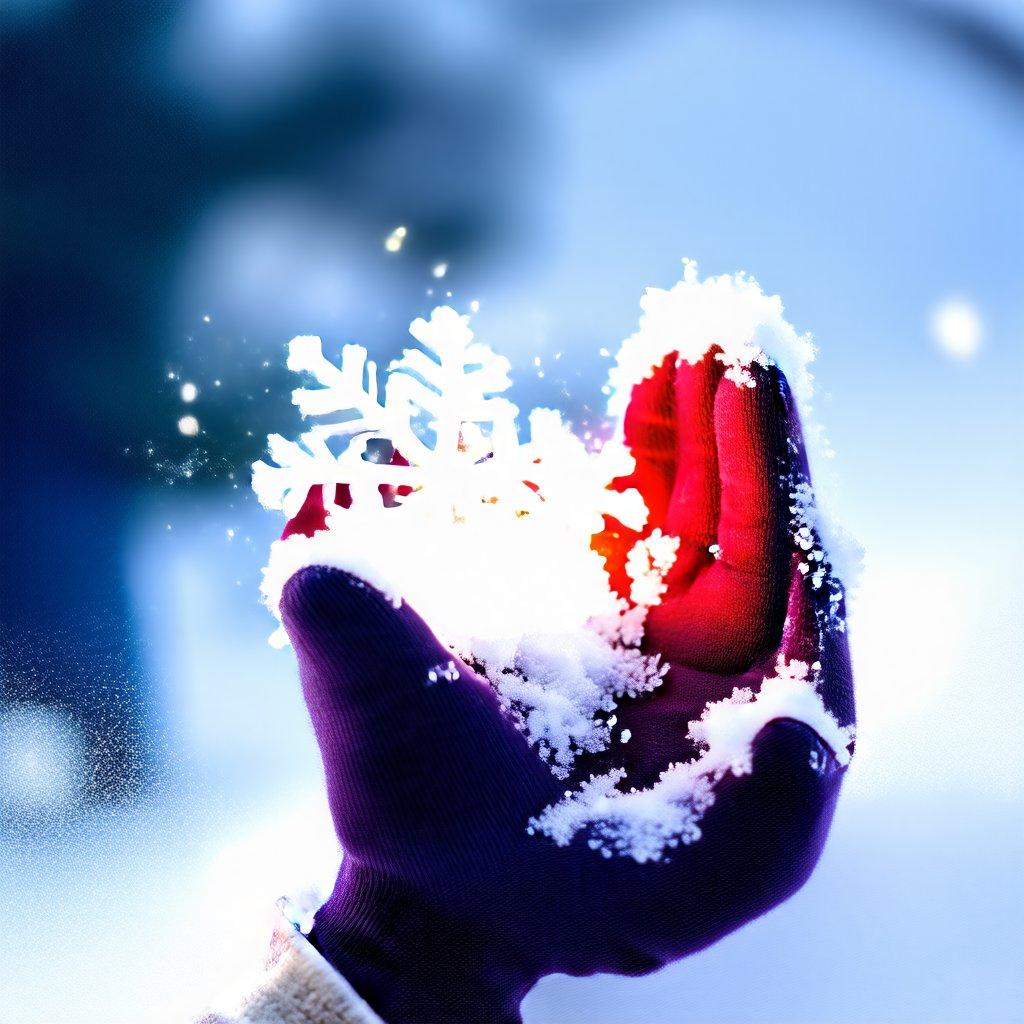 This festive winter wallpaper features a snowflake in the palm of a hand, perfect for adding a touch of seasonal cheer to your desktop or mobile device.