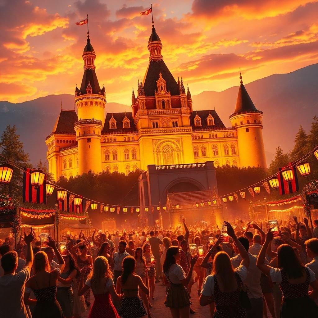 Experience the vibrant spirit of Oktoberfest with this stunning wallpaper, capturing the essence of the world's largest beer festival.