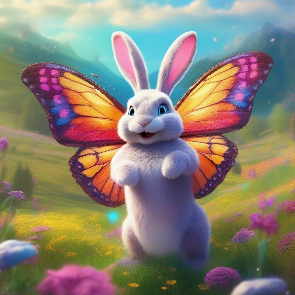 This wallpaper features a cute bunny with butterfly wings, perfect for adding a touch of whimsy to your desktop or mobile device.