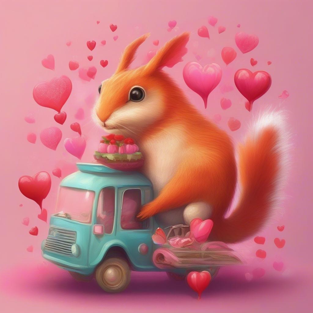 A charming scene of a bunny delivering sweet treats just in time for Valentine's Day.