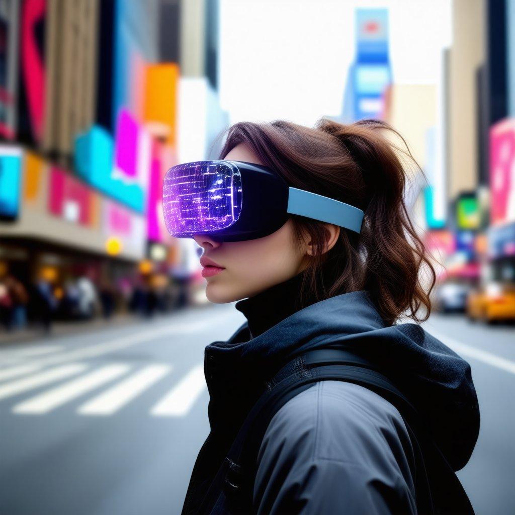 Experience the bustling energy of Times Square through VR glasses. Immerse yourself in the heart of New York City.