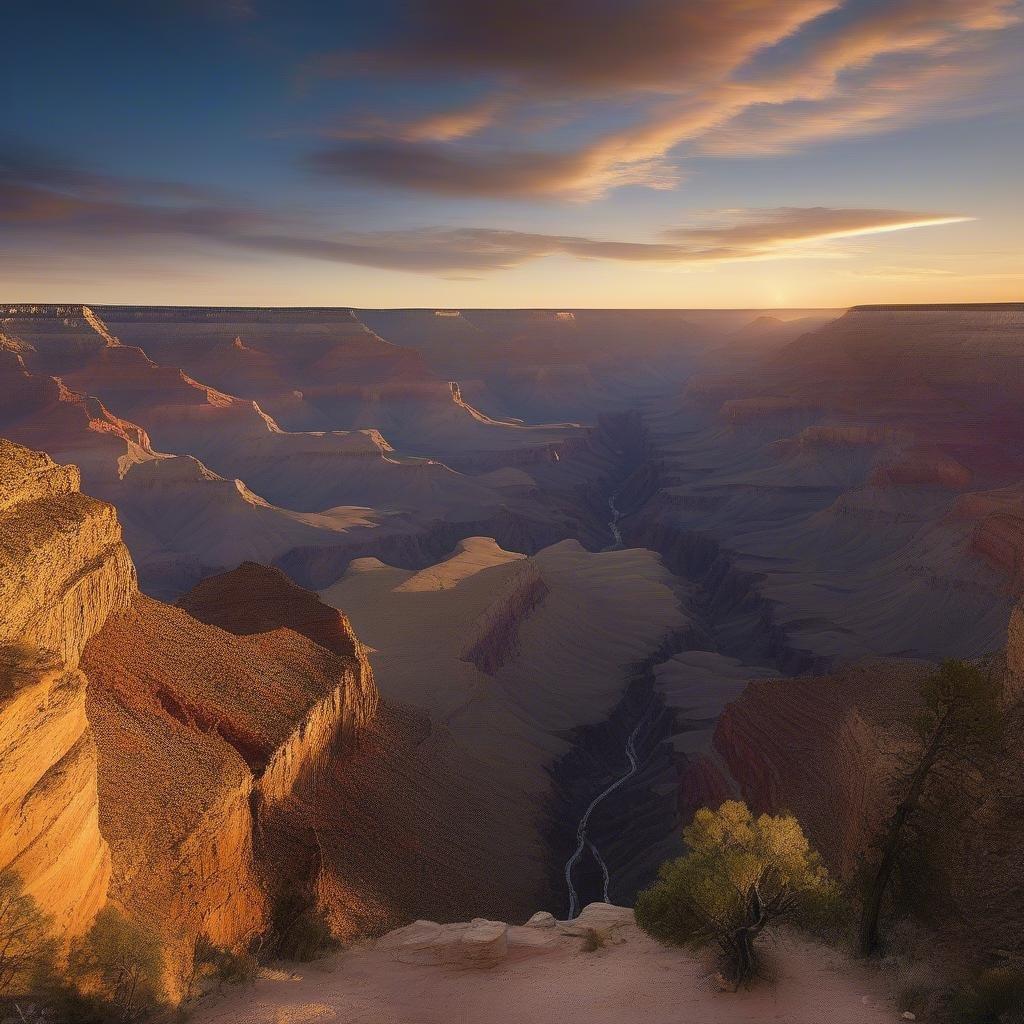 A breathtaking view of the Grand Canyon at sunset, perfect for desktop and mobile use.