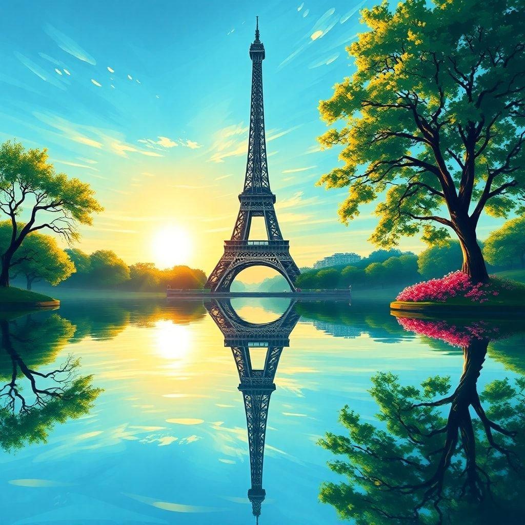 Capture the essence of Paris with this stunning wallpaper featuring the iconic Eiffel Tower set against a serene lake backdrop. The tower's intricate ironwork is beautifully reflected in the calm waters, creating a sense of tranquility and wonder. Perfect for those who love the beauty of cities and architecture.