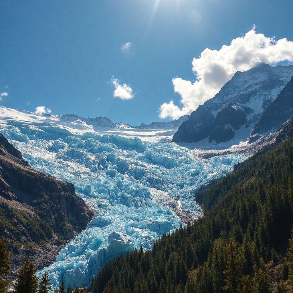 This breathtaking mountain landscape is perfect for anyone who loves the great outdoors. The towering peaks and lush greenery create a sense of awe and wonder, making it a great addition to any room.