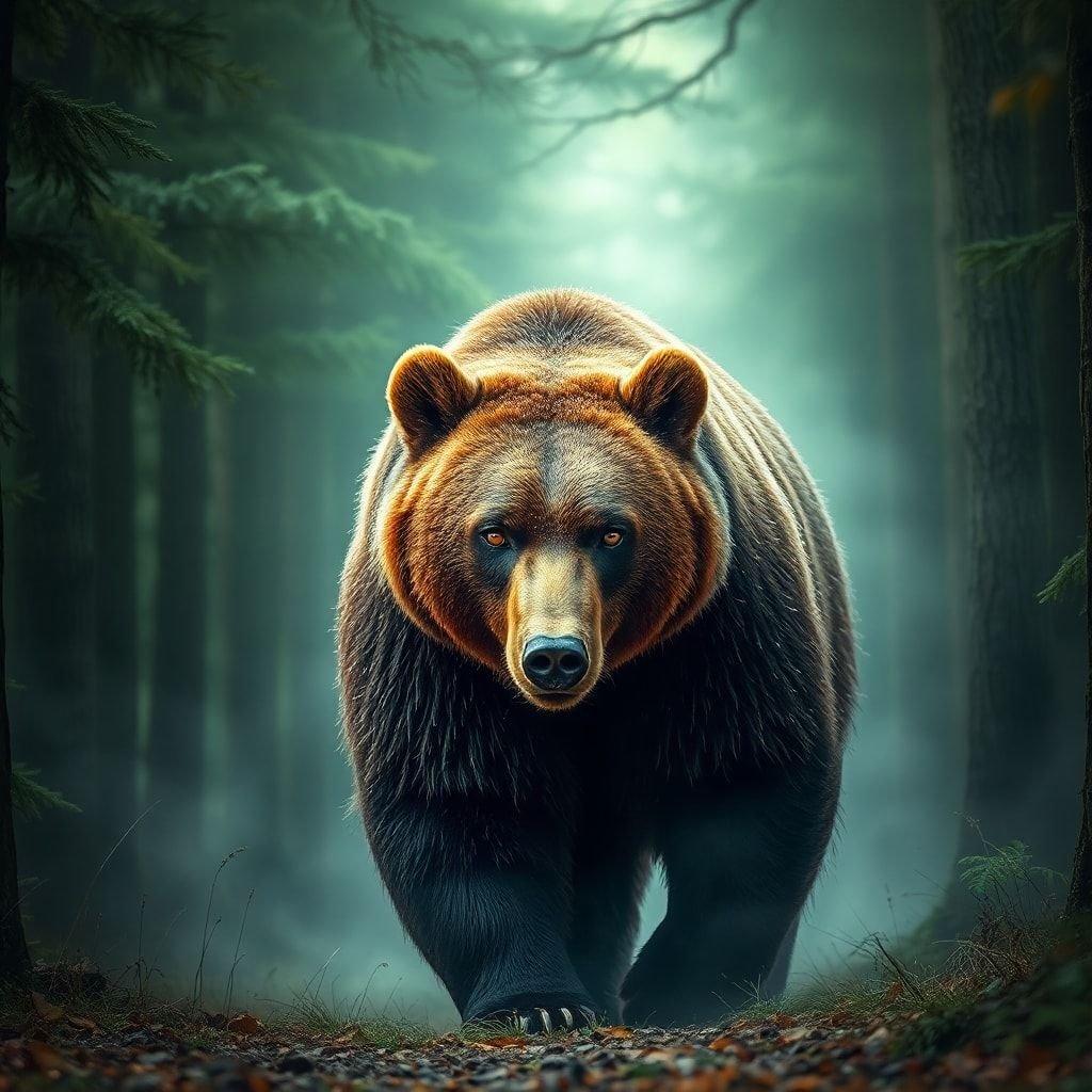 This beautiful brown bear is a stunning addition to any desktop or mobile wallpaper. The bear's fur is a rich, earthy brown color, and its eyes seem to gleam with a sense of wisdom and power. The forest background adds a sense of depth and texture to the image, making it feel like you're looking at a real-life scene. Whether you're a nature lover or just appreciate the beauty of wildlife, this wallpaper is sure to impress.