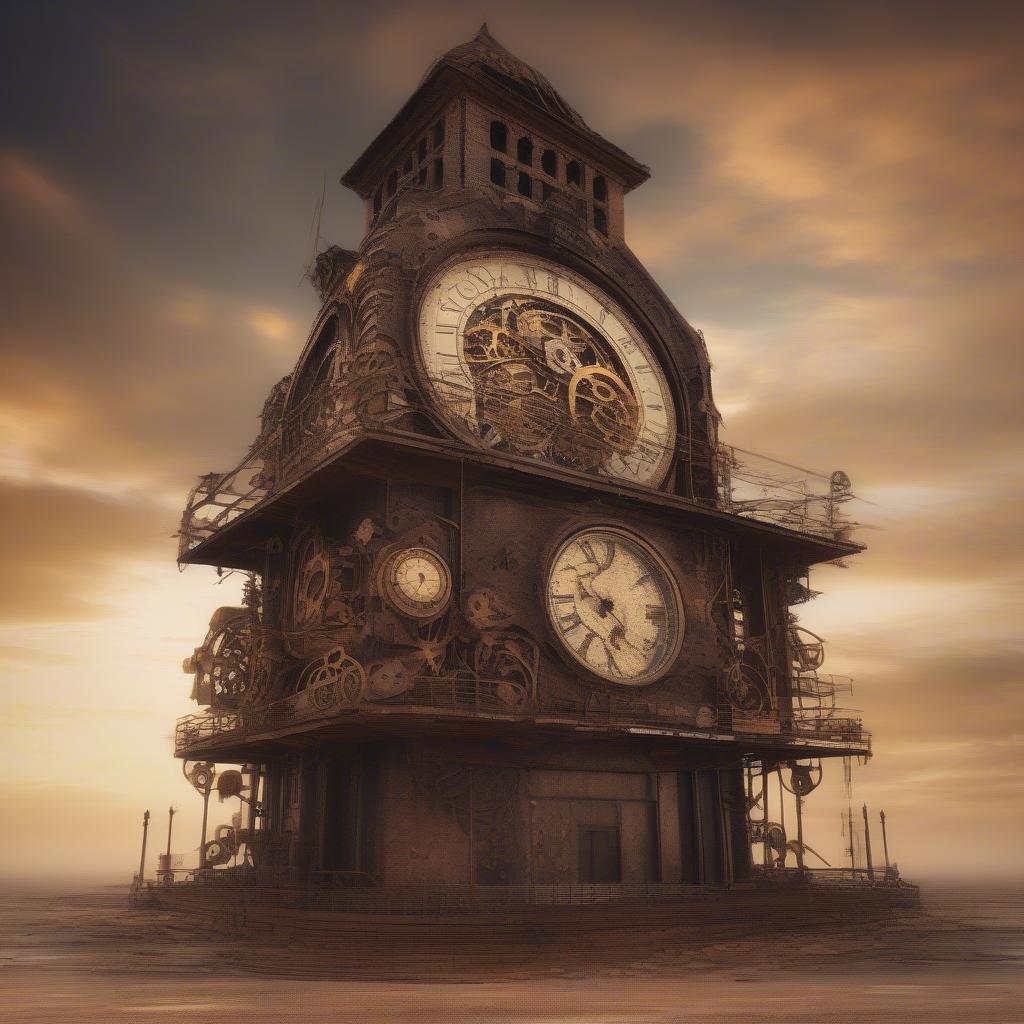 A majestic steampunk clock tower that transcends time and imagination.