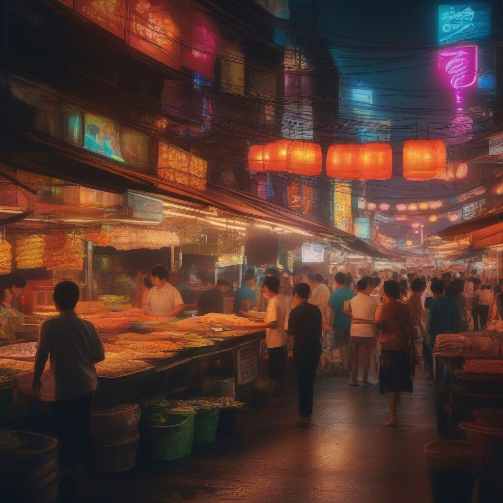 Immerse yourself in the vibrant atmosphere of a bustling night market in Chinatown, where the neon lights and exotic cuisine come alive.