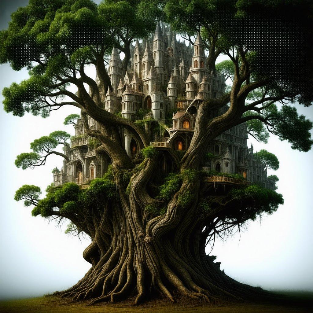 Immerse yourself in the enchanting world of fantasy with this captivating tree castle wallpaper. Perfect for desktop and mobile use, this image transports you to a realm of wonder and magic. The intricate details and vibrant colors bring the fantasy world to life, making it a must-have for anyone who loves fantasy and adventure.