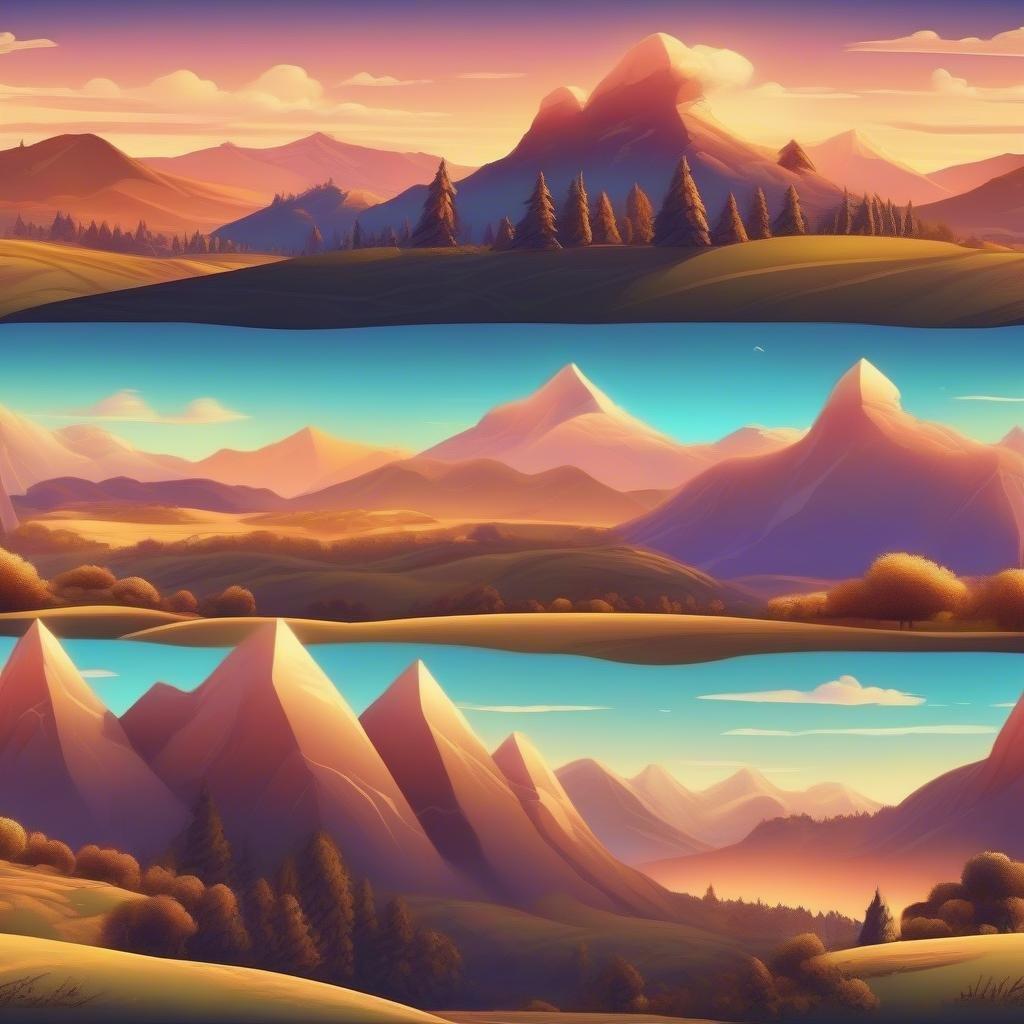 This wallpaper is a beautiful and colorful representation of a cartoon landscape, perfect for anyone who loves cartoons and wants to add a touch of fun and whimsy to their desktop or mobile device. The image features a stylized landscape with rolling hills, towering mountains, and a bright blue sky, all rendered in a vibrant and playful style that is sure to delight fans of cartoons.