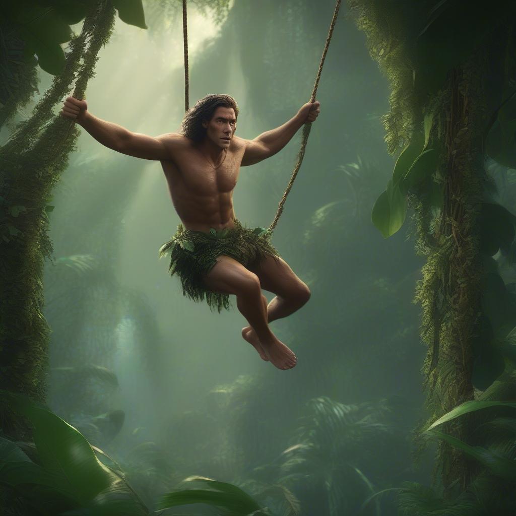 Swing into an epic exploration with our brave jungle adventurer, embarking on a quest through the lush green world.