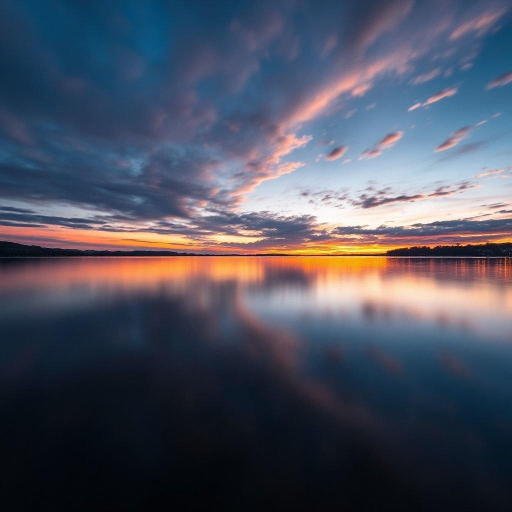 This stunning wallpaper captures the essence of Independence Day with a breathtaking sunset over a serene lake, creating a perfect blend of patriotism and natural beauty.