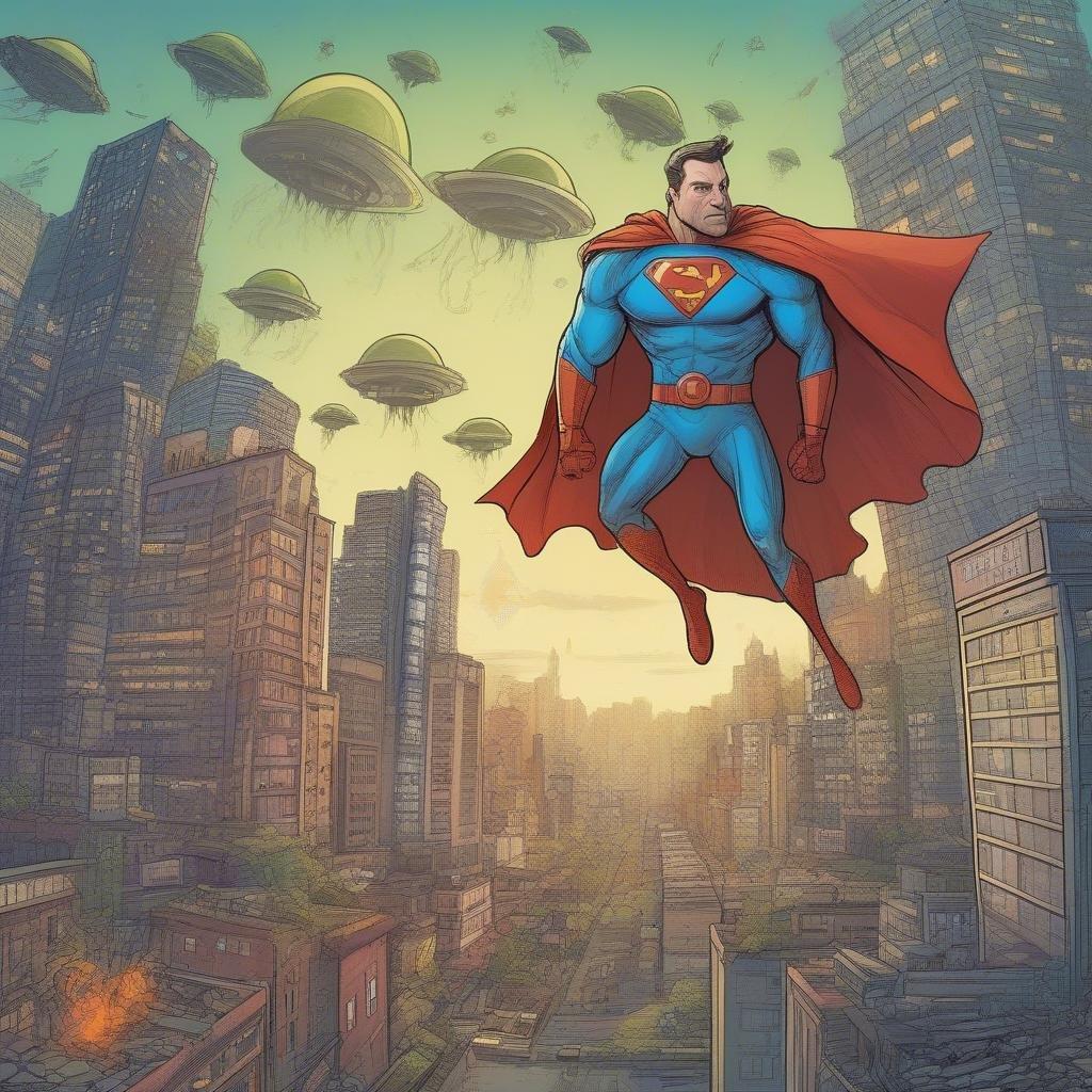 This image is a wallpaper featuring Superman in the city, perfect for desktop and mobile use. It's a great way to celebrate Father's Day and show appreciation for the superheroes in our lives.