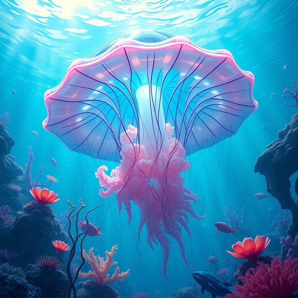 This stunning wallpaper captures the beauty of the underwater world, with a majestic jellyfish taking center stage.